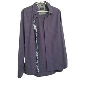7 Diamonds 7D Men Purple Button Down Shirt With Polka Dot Pattern Size M